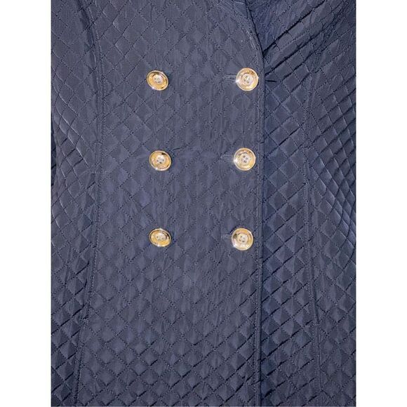 Ivanka Trump Navy Blue Quilted Double Breasted trench coat Jacket - Picture 4 of 7